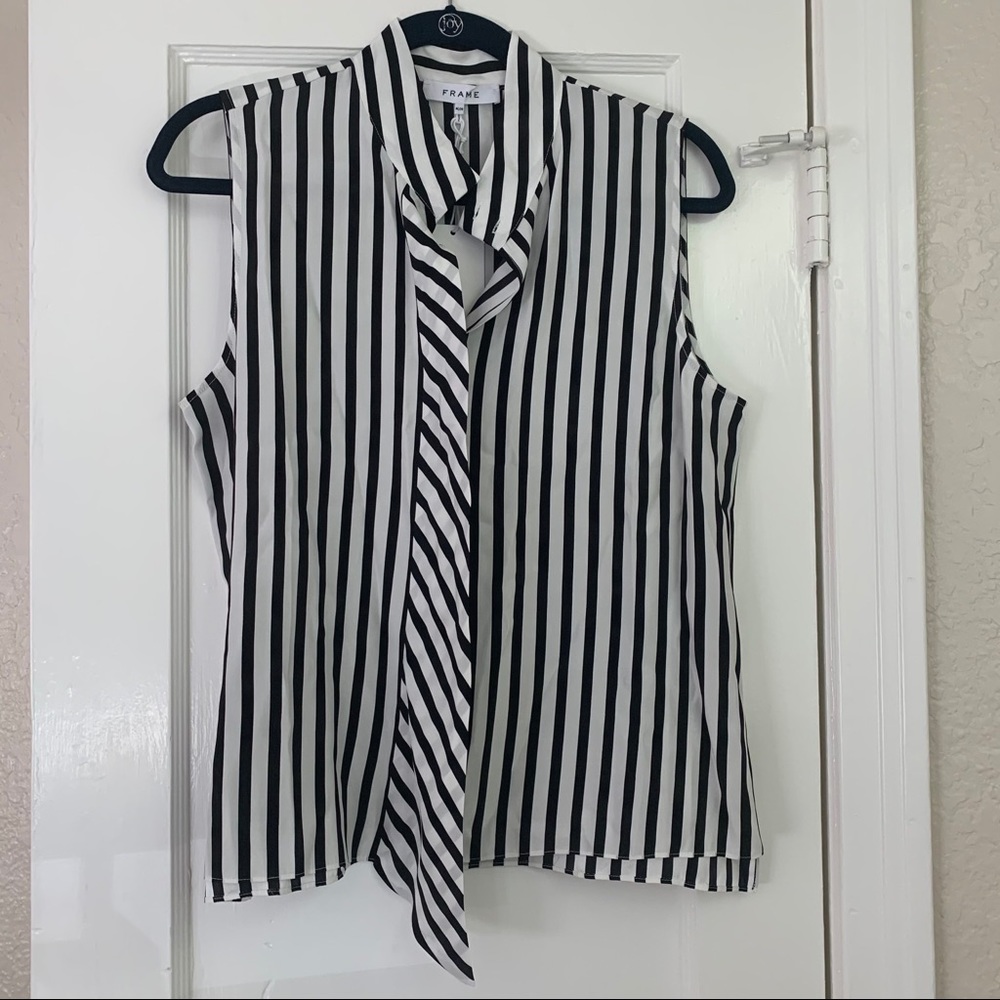 Striped Silk Sleeveless Blouse from Frame